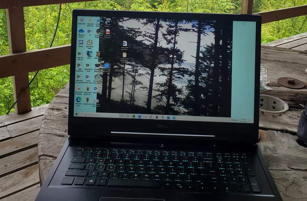 Laptop with a busy screen